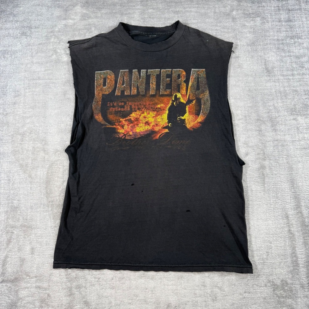 Pantera Shirt Mens Large Black Vintage Y2K Brother Dime Tribute Cut Off Band